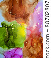 Abstract bright shiny color fluid background, hand drawn alcohol art painting with golden streaks, liquid ink technique texture for backdrop design 88782807
