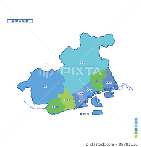 神戶市行政區/神戶市地圖我嘗試在下雨天按顏色進行顏色編碼 88783116