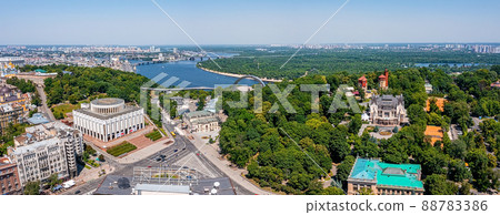 Aerial view of the Kyiv city. Beautiful streets near the city center. Aerial view of the Kyiv city. Beautiful streets near the city center. 88783386