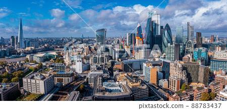 Aerial panoramic scene of the London city financial district 88783437