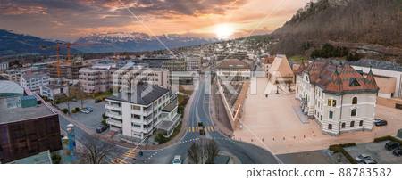 Aerial view of Vaduz, the capital of Liechtenstein 88783582