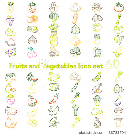 Vegetable and fruit icon set 60 Vegetable and fruit icon set 60 88783704