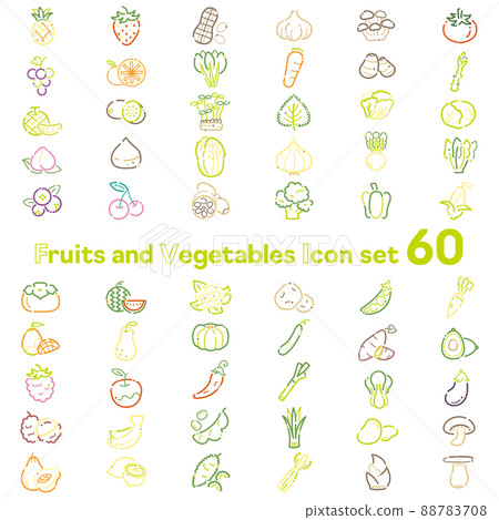 Vegetable and fruit icon set 60 88783708
