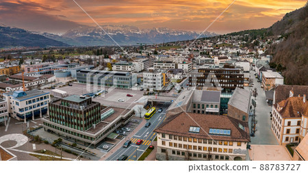 Aerial view of Vaduz, the capital of Liechtenstein 88783727