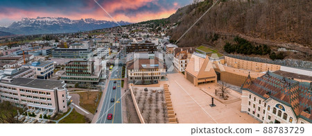 Aerial view of Vaduz, the capital of Liechtenstein Aerial view of Vaduz, the capital of Liechtenstein 88783729