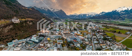 Aerial view of Vaduz, the capital of Liechtenstein 88783734