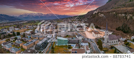 Aerial view of Vaduz, the capital of Liechtenstein 88783741