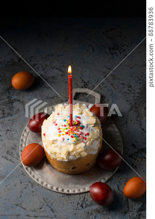 Easter cake with painted eggs Easter cake with painted eggs 88783936