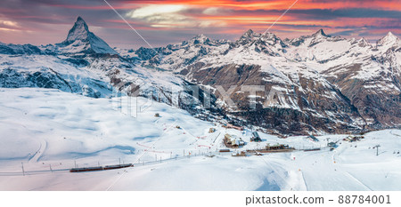 Swiss beauty, rack railway going to Gornergrat train station 88784001