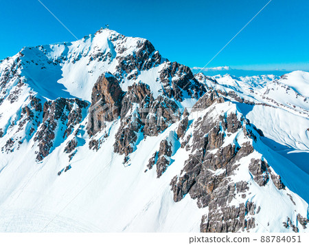 Fantastic snow mountains landscape banner background. Fantastic snow mountains landscape banner background. 88784051