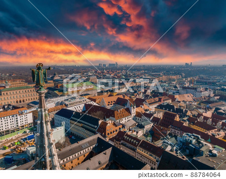 Munich aerial panoramic architecture, Bavaria, Germany. 88784064