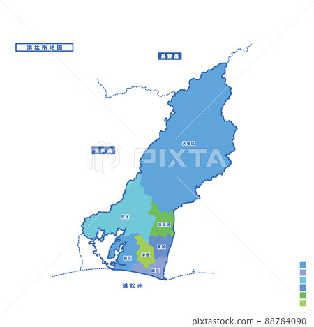 濱松市行政區/濱松市地圖我嘗試在下雨天按顏色進行顏色編碼 88784090