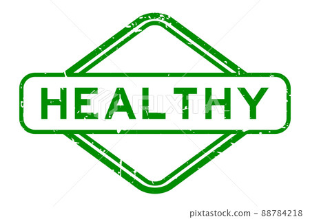 Grunge green healthy word rubber seal stamp on white background 88784218