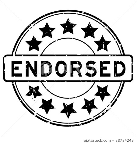 Grunge endorsed word with star icon round rubber seal stamp on white background Grunge endorsed word with star icon round rubber seal stamp on white background 88784242
