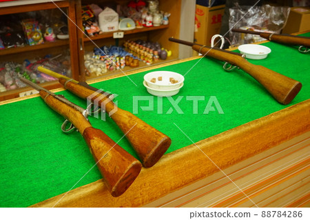 Japanese hot spring town amusement park shooting 88784286