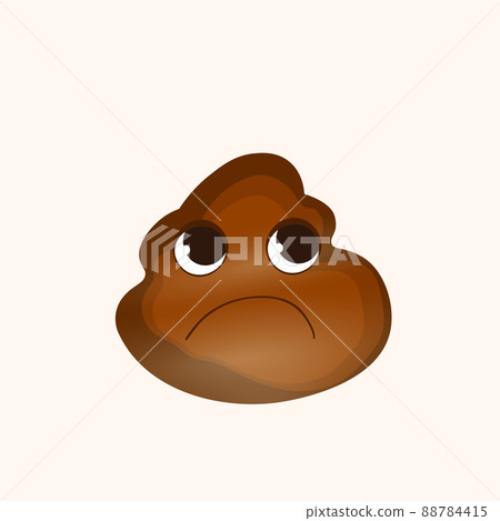 Cartoon poo, template feces icon. Kawaii poop isolated on white background. Shit pattern, evil turd. Vector illustration for invitation, poster, card, fabric, textile. Doodle style 88784415