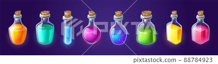 Bottles with magic potion, alchemy elixir 88784923