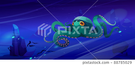 Cartoon octopus sea animal, water ocean creature Cartoon octopus sea animal, water ocean creature 88785029