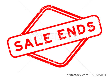 Grunge red sale ends word rubber seal stamp on white background 88785091