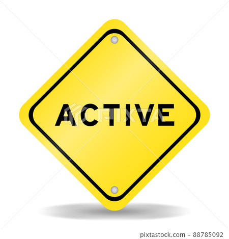Yellow color transportation sign with word active on white background 88785092