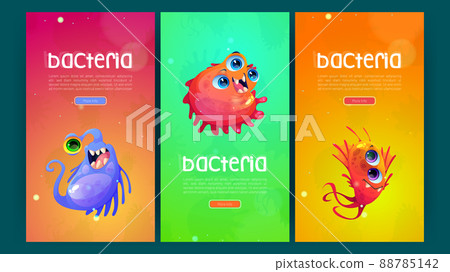 Bacteria posters with cute germ and microbe Bacteria posters with cute germ and microbe 88785142