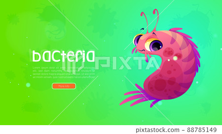 Bacteria banner with funny microbe character 88785149