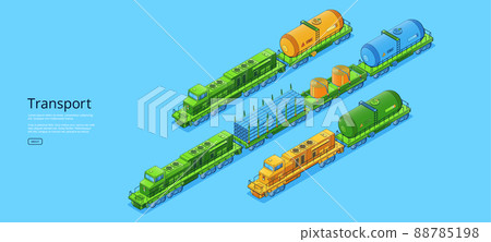 Transport banner with cargo trains with tanks Transport banner with cargo trains with tanks 88785198