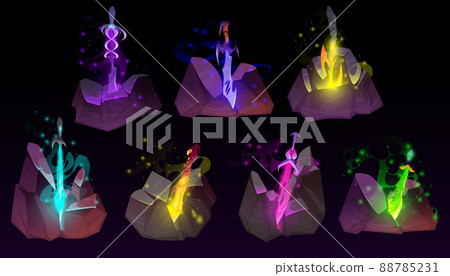 Set of sword in stone Arthur king excalibur weapon Set of sword in stone Arthur king excalibur weapon 88785231