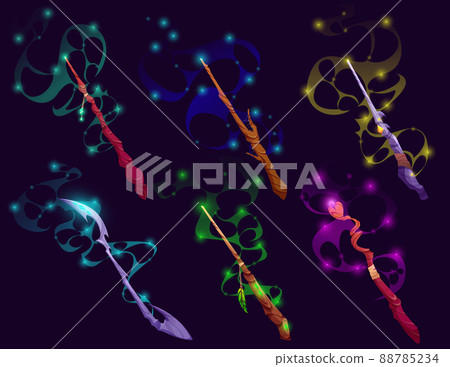 Magic wands, wizard, mage, fairy staff or weapon Magic wands, wizard, mage, fairy staff or weapon 88785234