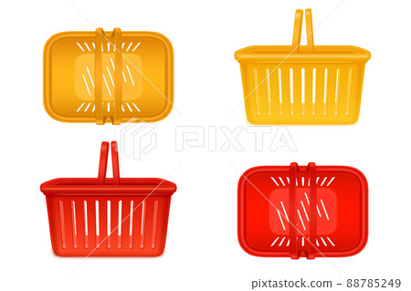 Shopping baskets, empty supermarket plastic carts 88785249