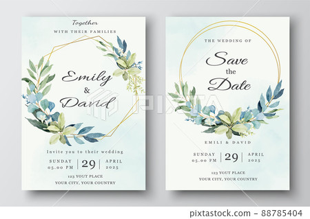 Greenery Wedding Invitation Templates 88785404