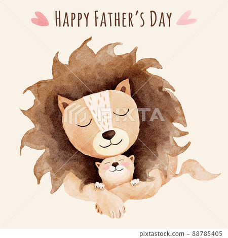 Cute Fathers Day Card with Lion and Cub Cute Fathers Day Card with Lion and Cub 88785405