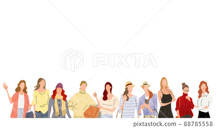 Vector Illustration Material: Women, People, Crowds 88785558