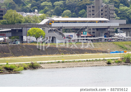 A view of the Astramline running in Hiroshima city 88785612