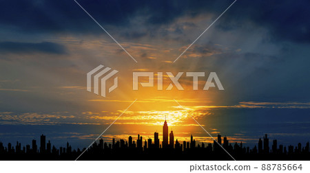 City silhouette at dawn City silhouette at dawn 88785664