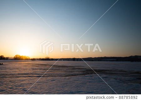 Hokkaido Miyajimanuma in the spring sunset Hokkaido Miyajimanuma in the spring sunset 88785892