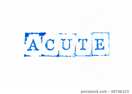 Blue color ink rubber stamp in word acute on white paper background Blue color ink rubber stamp in word acute on white paper background 88786323