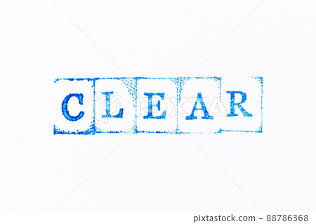 Blue color ink rubber stamp in word clear on white paper background 88786368