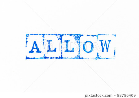 Blue color ink rubber stamp in word allow on white paper background 88786409