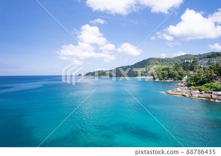 Amazing view seashore Aerial view of Tropical sea in the beautiful Phuket island Thailand. Travel and business tour website background concept Amazing view seashore Aerial view of Tropical sea in the beautiful Phuket island Thailand. Travel and business tour website background concept 88786435
