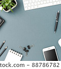 Business background with computer and accessories 88786782