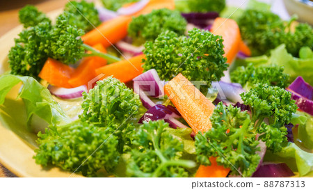Parsley and green-yellow vegetable salad Parsley and green-yellow vegetable salad 88787313