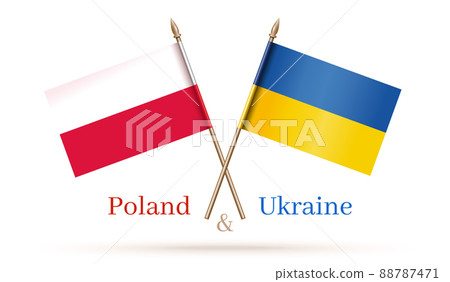 Crossed flags of Poland and Ukraine. Vector icon 88787471