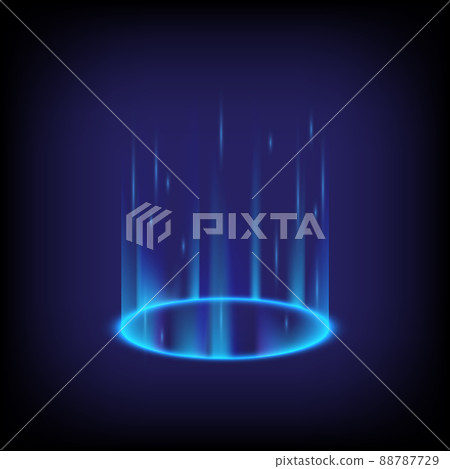 Circle teleport podium. Hologram and portal science futuristic stage. Sci-fi digital hi-tech in glowing HUD projector. Magic gate in game fantasy. 3D wave. Product stand and display template Circle teleport podium. Hologram and portal science futuristic stage. Sci-fi digital hi-tech in glowing HUD projector. Magic gate in game fantasy. 3D wave. Product stand and display template 88787729