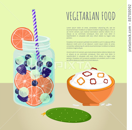 Vegetarian Food Poster Detox Diet Concept Vector 88788092