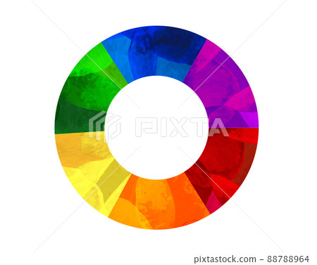 帶有 6 個彩虹色扇子的甜甜圈形狀插圖_背景材料 帶有 6 個彩虹色扇子的甜甜圈形狀插圖_背景材料 88788964