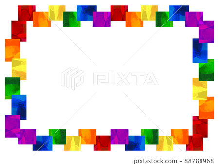 Illustration of a rectangular frame in which 6 rainbow-colored rectangles are randomly arranged_Background material Illustration of a rectangular frame in which 6 rainbow-colored rectangles are randomly arranged_Background material 88788968