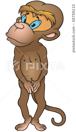 Standing Shy Brown Monkey 88789210
