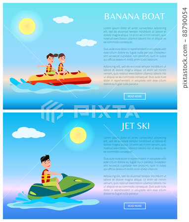 Banana Boat and Jet Ski Colorful Illustrations Banana Boat and Jet Ski Colorful Illustrations 88790054