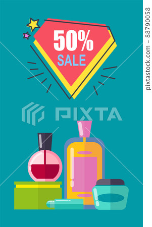 Sale -50 Off Cosmetics Set Vector Illustration 88790058